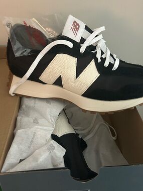 New Balance Black and Cream Retro Runner Sneaker